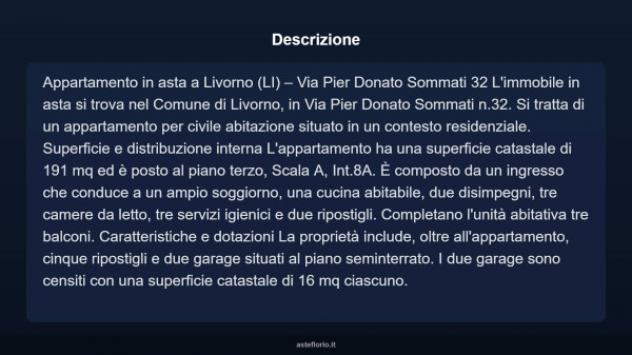 Immobile in asta di 191 m² con più di 5 locali e box auto doppio in vendita a Livorno - Foto 3