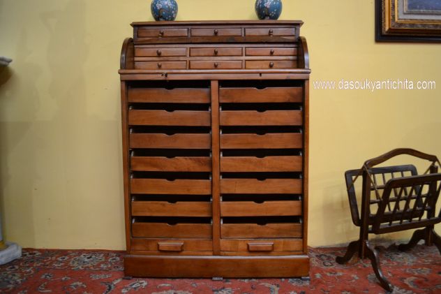 Classificatore a doppia serrandina con piano di scrittura a rullo stile inglese - Foto 4