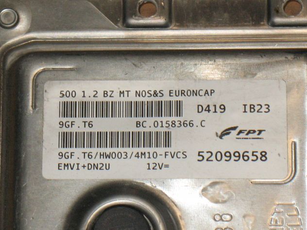 9GFT6 52099658 ECU CENTRALINA FIAT 500 1.2 EURONCAP 52099658 IB23 HW003 9GF.T6 - Foto 2