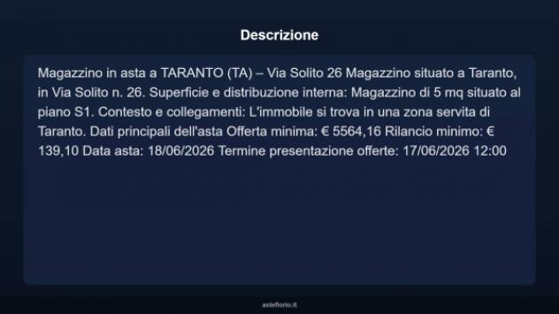 Immobile in asta di 5 m² in vendita a Taranto - Foto 3