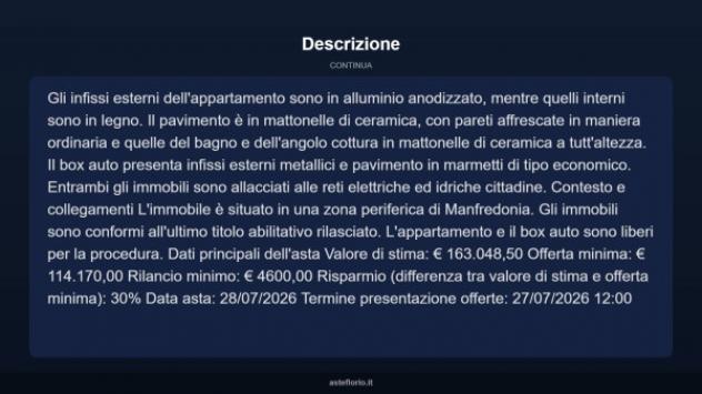 Immobile in asta di 111 m², box auto in vendita a Manfredonia - Foto 5