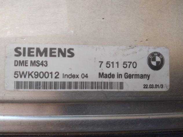ECU CENTRALINA MOTORE SIEMENS ECU Siemens 5WK90012 DME MS43 DME 7511570BMW 75115 - Foto 4