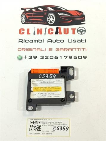 CENTRALINA AIRBAG DACIA Duster 1° Serie 8200952858 K4M616 (1017) - Foto 3