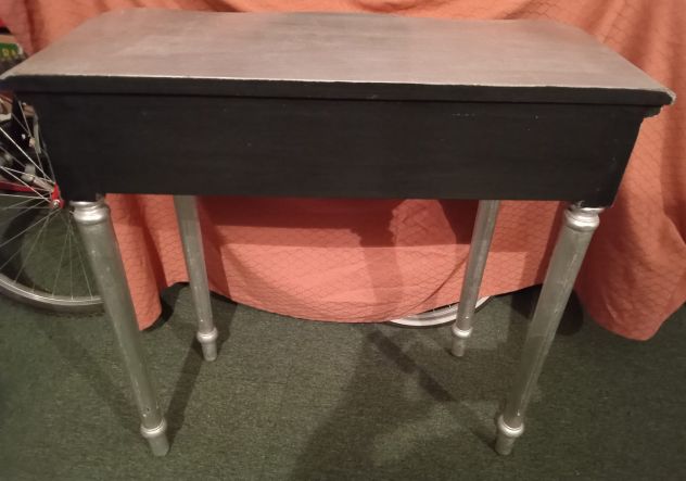 ELEGANTE CONSOLLE DI ANTIQUARIATO o VINTAGE SHABBY CHIC ARGENTATA A FOGLIA - Foto 6