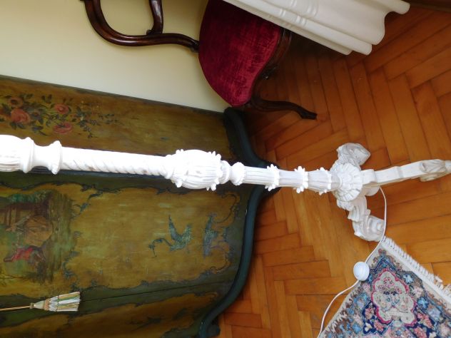 Lampada da terra antica finemente intagliata,ventola e impianto elettrico nuovi! - Foto 3