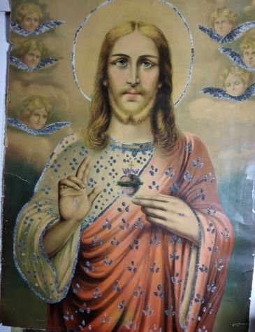 ANTICA STAMPA SACRA ANNI 20 CON IMMAGINE DEL CRISTO