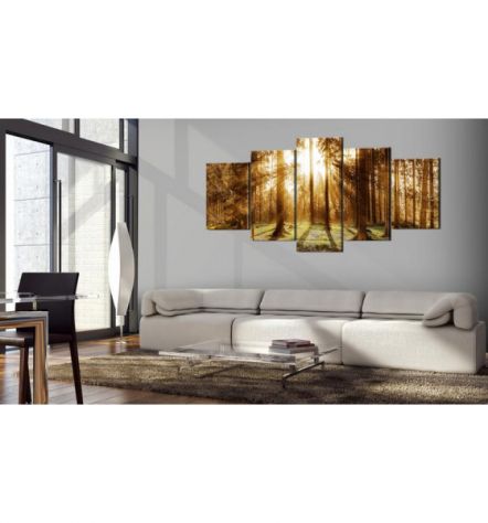Quadro Autunno Tra Gli Alberi Beige 100x50 E 200x100 200x100 ARREDALACASA - Foto 2