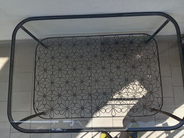 Tavolino da giardino in vetro e ferrabattuto - Foto 4