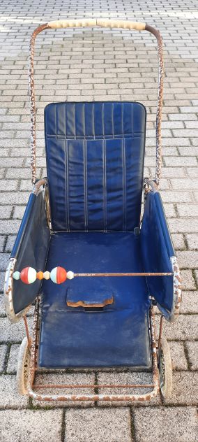 PASSEGGINO PEG BLU VINTAGE ANNI ‘60 / ‘70,SCHIENALE REGOLABILE, USATO - Foto 3