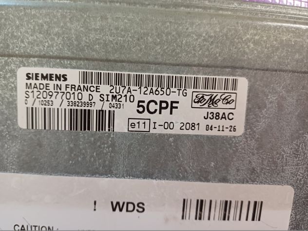ECU FIESTA 14 TDCI SIEMENS S120977010 2U7A-12A650-TG 5CPF SIM210 ECU MOTORE FO - Foto 3
