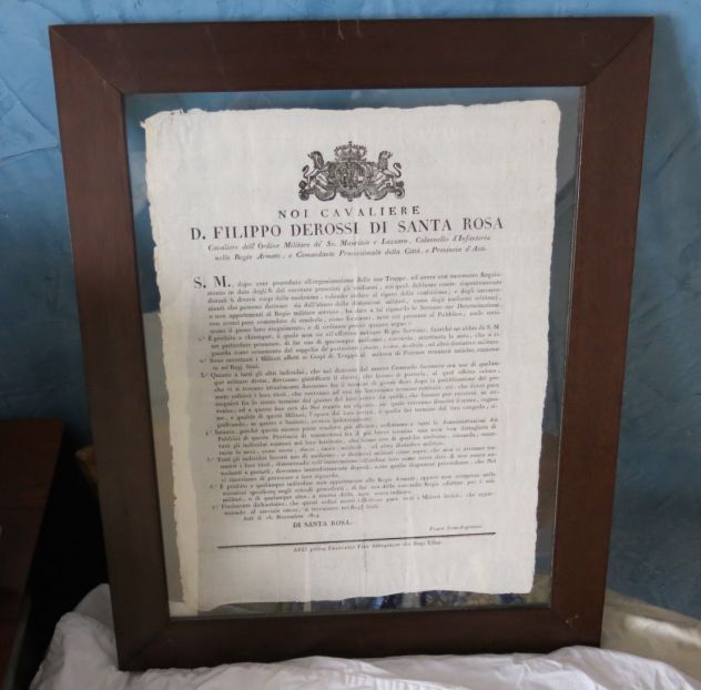 ORDINE DI NON PORTARE UNIFORMI O COCCARDE SPADE - SANTA ROSA ASTI 1814 -