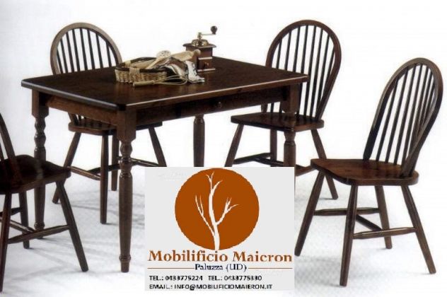 Mobili Rustici Country Taverna cod 633 Color Noce: Tavolo 150x80x4 + 4 Sedie