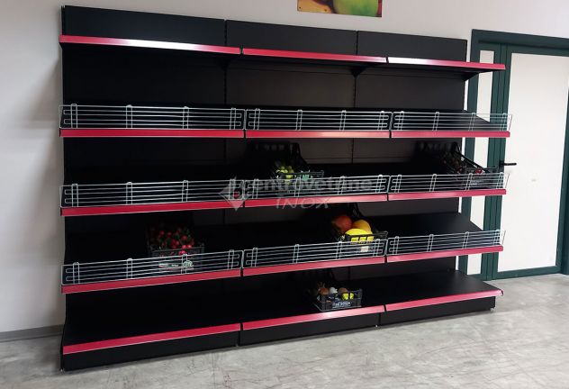 SCAFFALE FRUTTA IN FERRO NERO DA 303 CON PIANO BASE 50 PIANI DA 50 E PIANO MARK - Foto 5