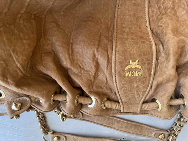 MCM borsa donna in pelle martellata naturale - Foto 4