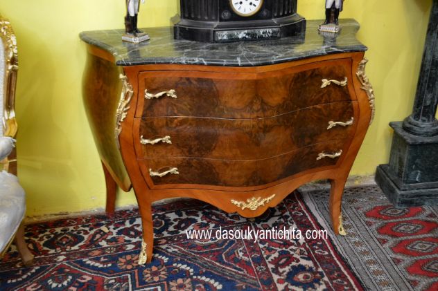 Comò bombato a tre cassetti stile Luigi XV cm. 123 - Foto 8