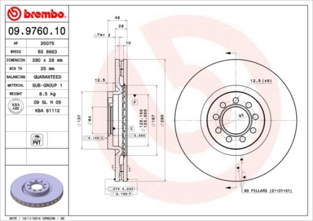 Brembo Disco Freno 09976010