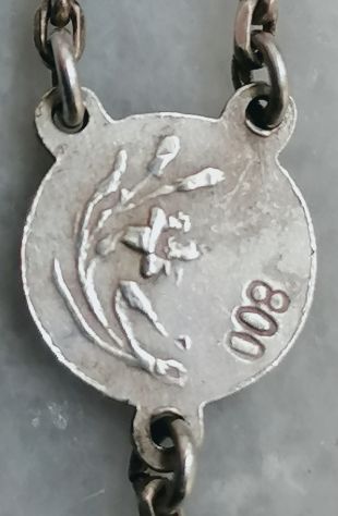 ANTICO BELLISSIMO ROSARIO IN CRISTALLO ROSA SFACCETTATO E ARGENTO, 1920 CIRCA. - Foto 5