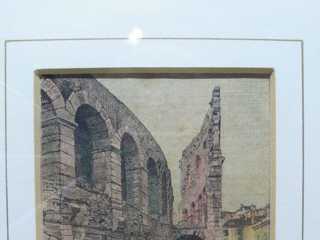 Arena quadro vecchia verona cornice pregiata epoca noce 800' - Foto 5