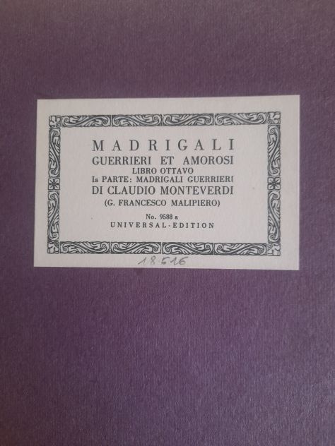 MONTEVERDI - Madrigali a 5 voci - Foto 6