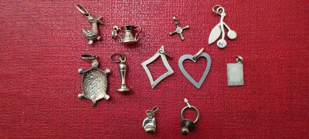 Collana da donna in argento anni 70 + ciondoli in argento e smalto - Foto 2