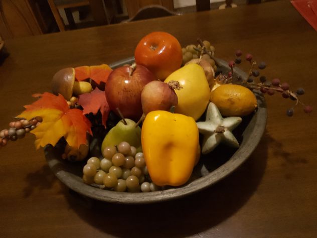 Vassoio Antico Con Composizione Frutta Artificiale - Foto 7