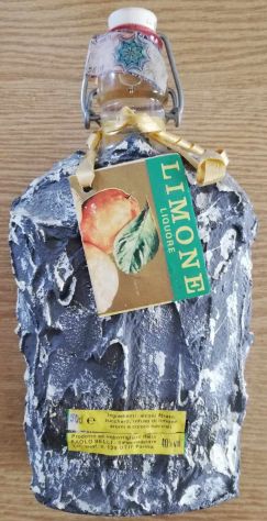 Bottiglia liquore limone rivestito legno vintage - Foto 2