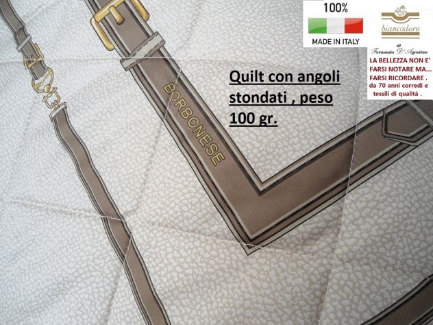 BORBONESE COPRILETTO QUILT TRAPUNTINO MATRIMONIALE CM. 270 X 270 - Foto 3