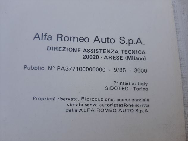 ALFA ROMEO SPRINT MANUALE PER LE RIPARAZIONI ORIGINALE - Foto 3