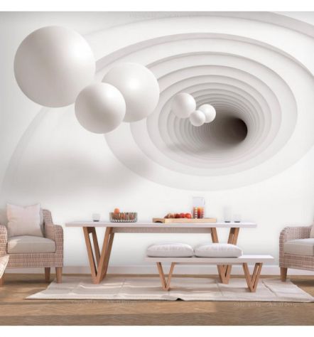 Fotomurale Adesivo Tunnel 3D E Sfere Bianche Arredalacasa