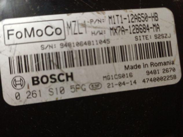 0261S105FG CENTRALINA MOTORE ECU BOSCH FORD PUMA CF7 1.0 B 12V MAN 6M 125CV 2022 - Foto 5