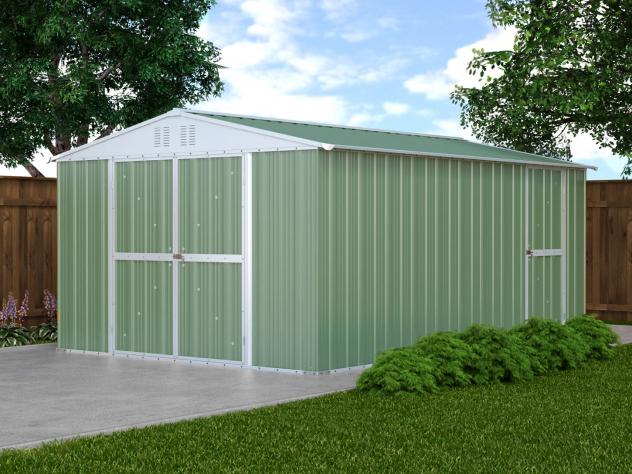 Box in Acciaio Zincato Casetta da Giardino in Lamiera 3.27 x 4.59 m x h2.17 m - 201 KG – 15,01 metri quadri – VERDE - Foto 5