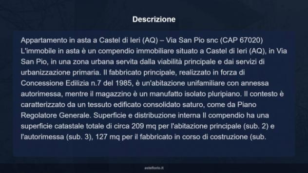 Immobile in asta di 209 m², box auto in vendita a Castel di Ieri - Foto 15