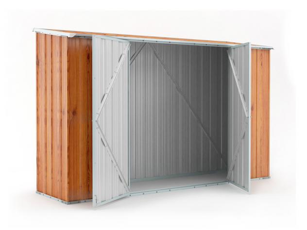 Box in Acciaio Zincato Casetta da Giardino in Lamiera 3.07 x 1.00 m x h1.92 m - 75 KG - 3.07 metri quadri - LEGNO - Foto 2