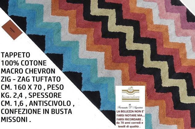 Tappeti Missoni cm. 160 x 70 , 100% cotone , multiuso , lavabili in lavatrice - Foto 4
