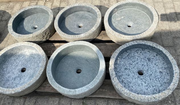 Lavabo lavandino per bagno da appoggio in granito nero assoluto - Foto 10