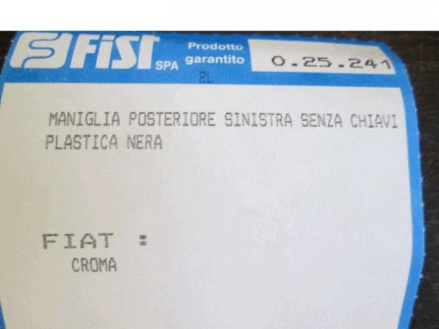 025241 MANIGLIA ESTERNA PORTA POSTERIORE SINISTRA IN PLASTICA NERA FIAT CROMA 2.0I.E (DAL 1990) RICAMBIO NUOVO - Foto 3
