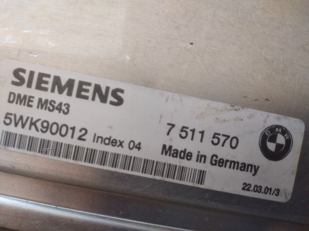 ECU CENTRALINA MOTORE SIEMENS ECU Siemens 5WK90012 DME MS43 DME 7511570BMW 75115 - Foto 6