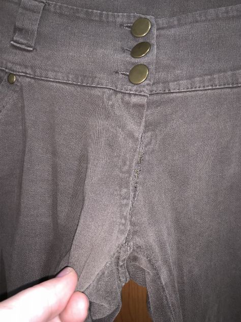 PANTALONI DA DONNA ELASTICIZZATI,VINTAGE,A VITA BASSA,MARRONE SCURO,CON 5 TASCHE - Foto 7