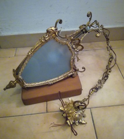 Lampadario in bronzo dorato antico alto90 largo 22 - Foto 2