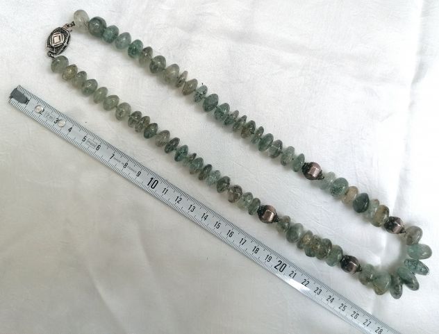 BELLISSIMA COLLANA DI QUARZO IALINO (CRISTALLO DI ROCCA) E ARGENTO STILE ETNICO. - Foto 7