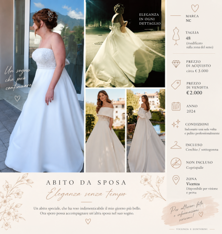 Abito da sposa da sogno – elegante, romantico e scenografico – tg 48
