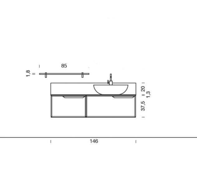 Mobile bagno Tabula in legno cm 146 - NO SPECCHIO - Foto 4