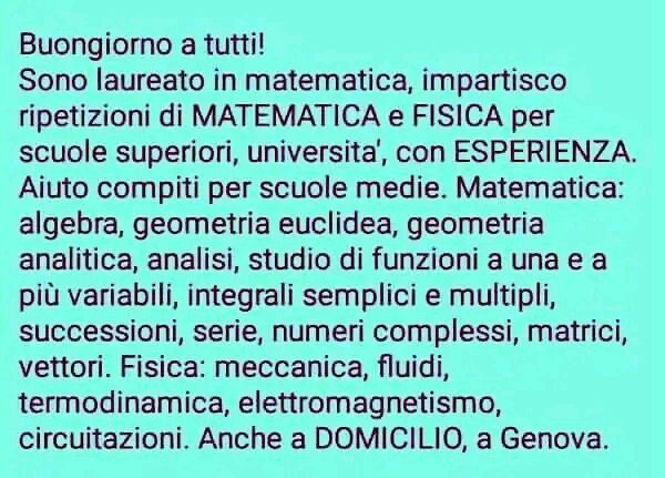 Lezioni Ripetizioni Matematica Fisica a Genova