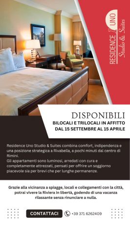 Bilocali in affitto a Rimini da Ottobre ad Aprile
