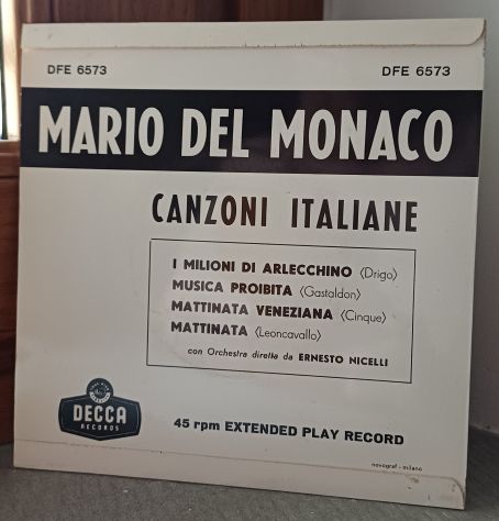 Mario del Monaco, CANZONI ITALIANA, DECCA LABEL DFE 573. - Foto 4