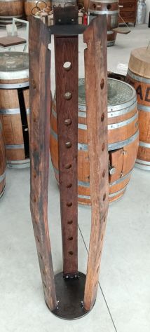 Porta Bottiglie Verticale in Doghe di Vera Botte - Artigianale, Alto 157cm - Foto 3