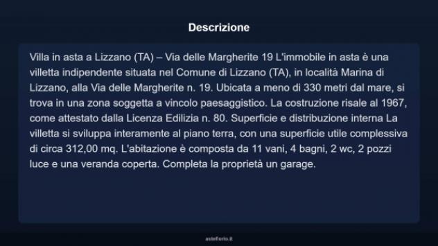 Immobile in asta di 312 m² con più di 5 locali e box auto in vendita a Lizzano - Foto 5
