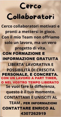 Offro lavoro nel TEMPO LIBERATO, O Part Timer.
