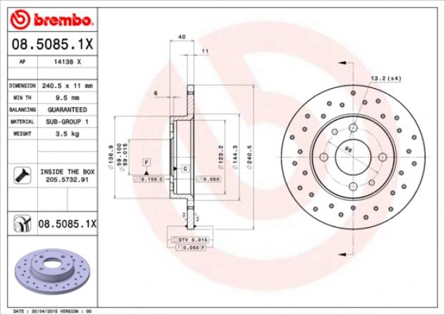 Brembo Disco Freno 0850851X