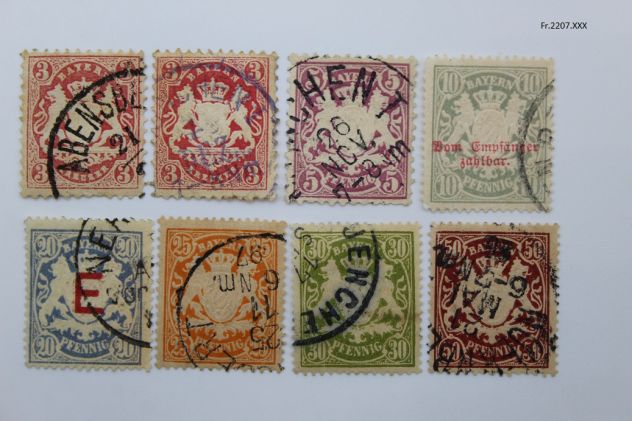 Raccolta otto francobolli Bavaria